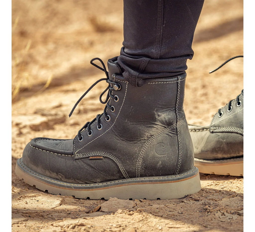 Women's 6-Inch Waterproof Moc Toe Wedge Boot - Black