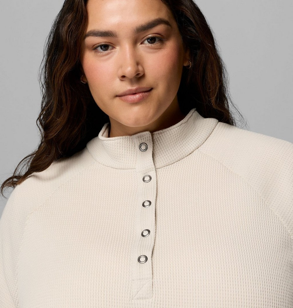 Women's Plus Waffle-Knit Half-Snap Shirt - Gray
