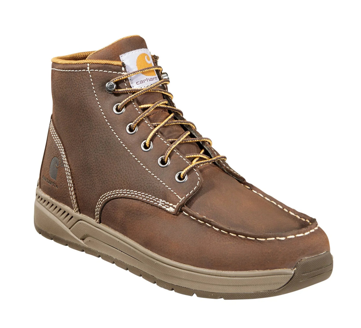 Leather Moc Toe Chukka Work Boot - Dark Brown