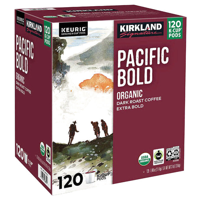 Kirkland Signature Organic Pacific Bold Dark Roast Coffee K-Cup Pods, 120-Count