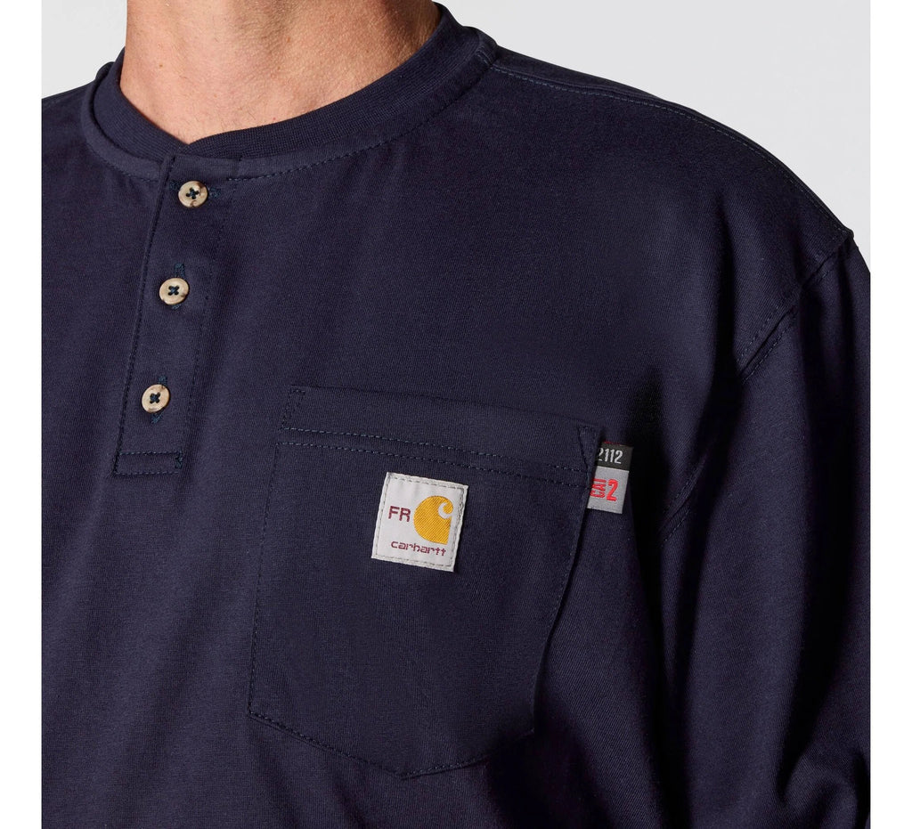 Men's Flame-Resistant Long Sleeve Henley - Navy