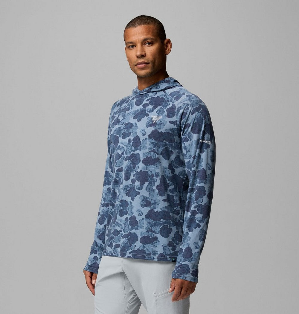 Men's Printed Fishing Hoodie - Gray Camo