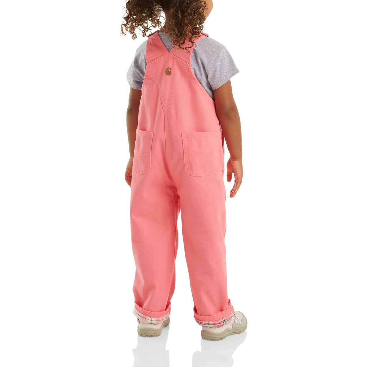 Girls' Flannel-Lined Canvas Bib Overalls - Pink
