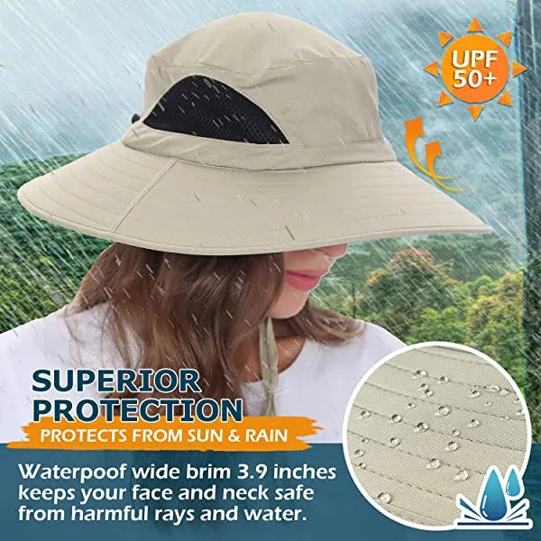 Sun Hat For Men/Women, Waterproof Wide Brim Bucket Hat Foldable Boonie Hat For Fishing Hiking Garden Safari Beach Upf 50/Waterproof