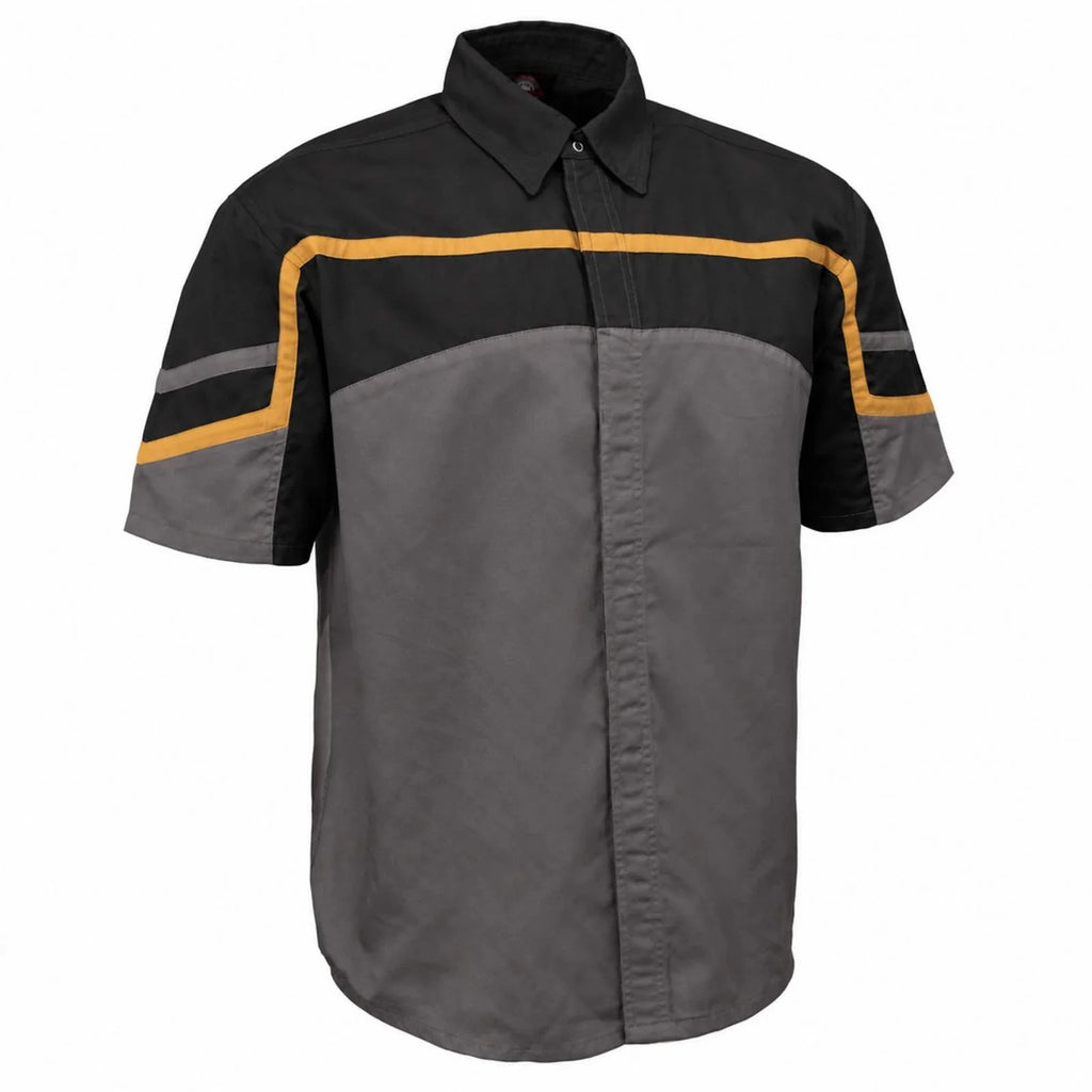Men's Reflective Mechanic Shirt - Black Gray Orange