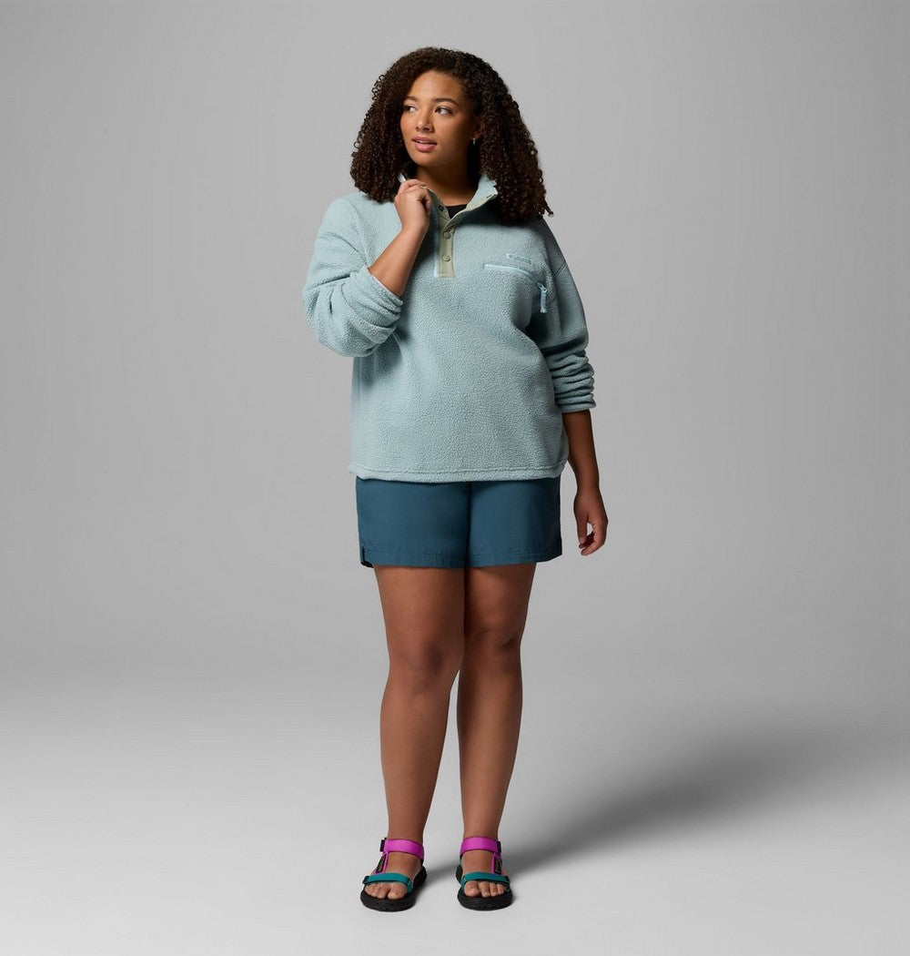 Women's Plus Cropped Sherpa Half-Snap Pullover - Tan