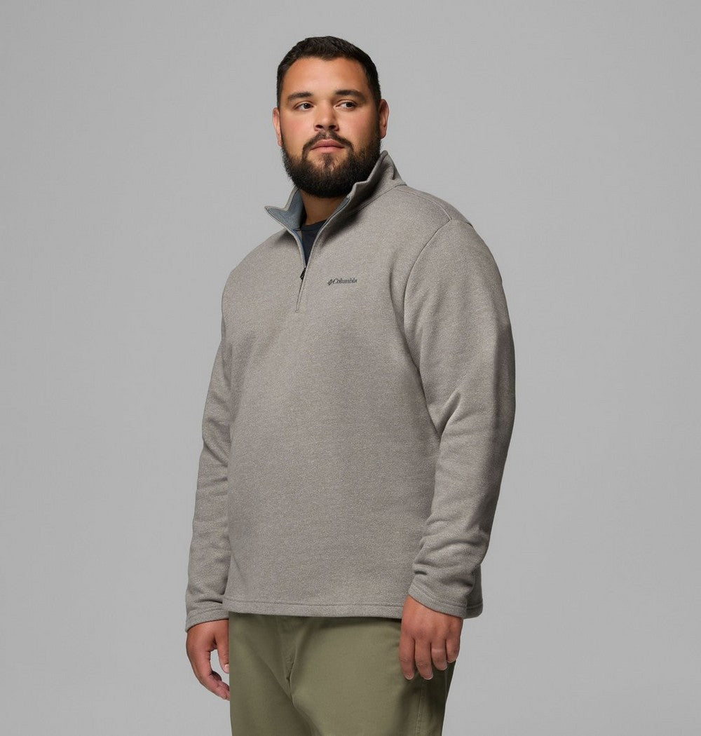 Men's Big Cotton-Blend Half-Zip Pullover - Black