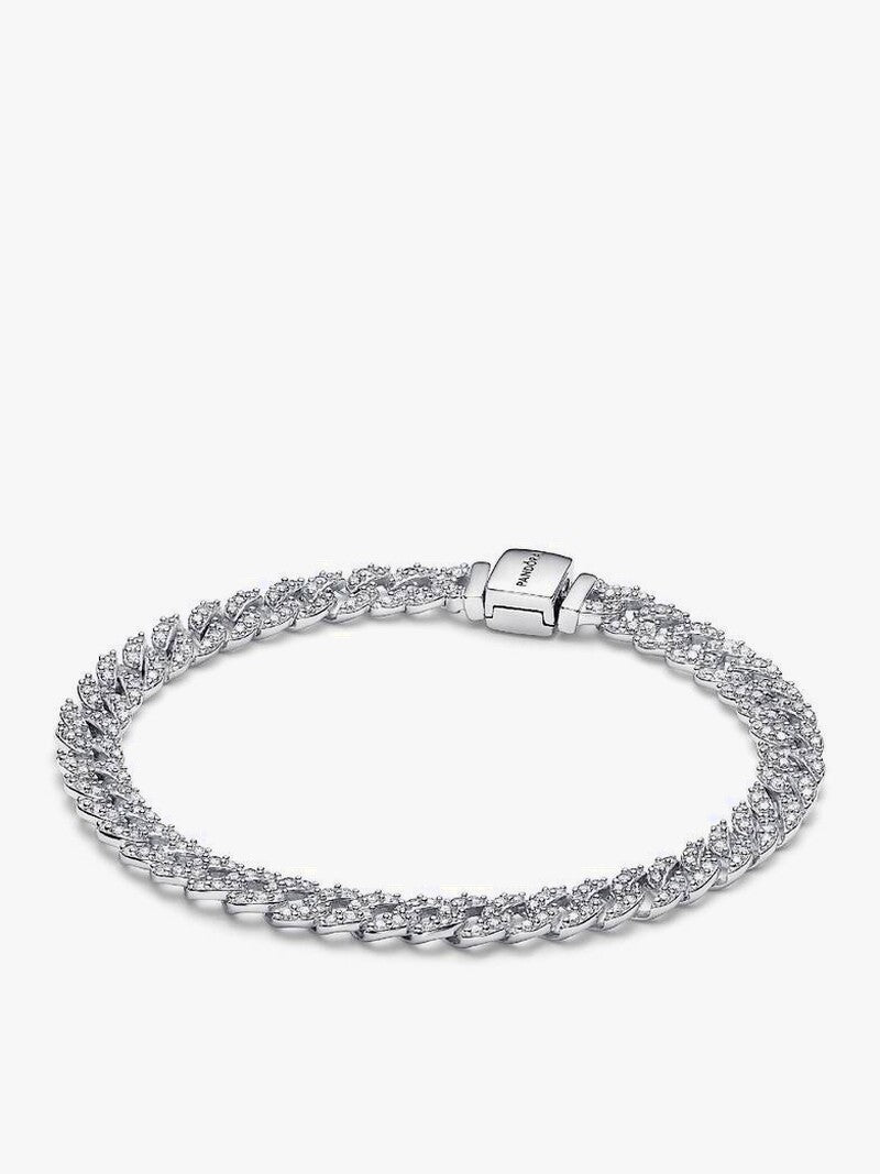 Pavé Curb Link Bracelet - Silver