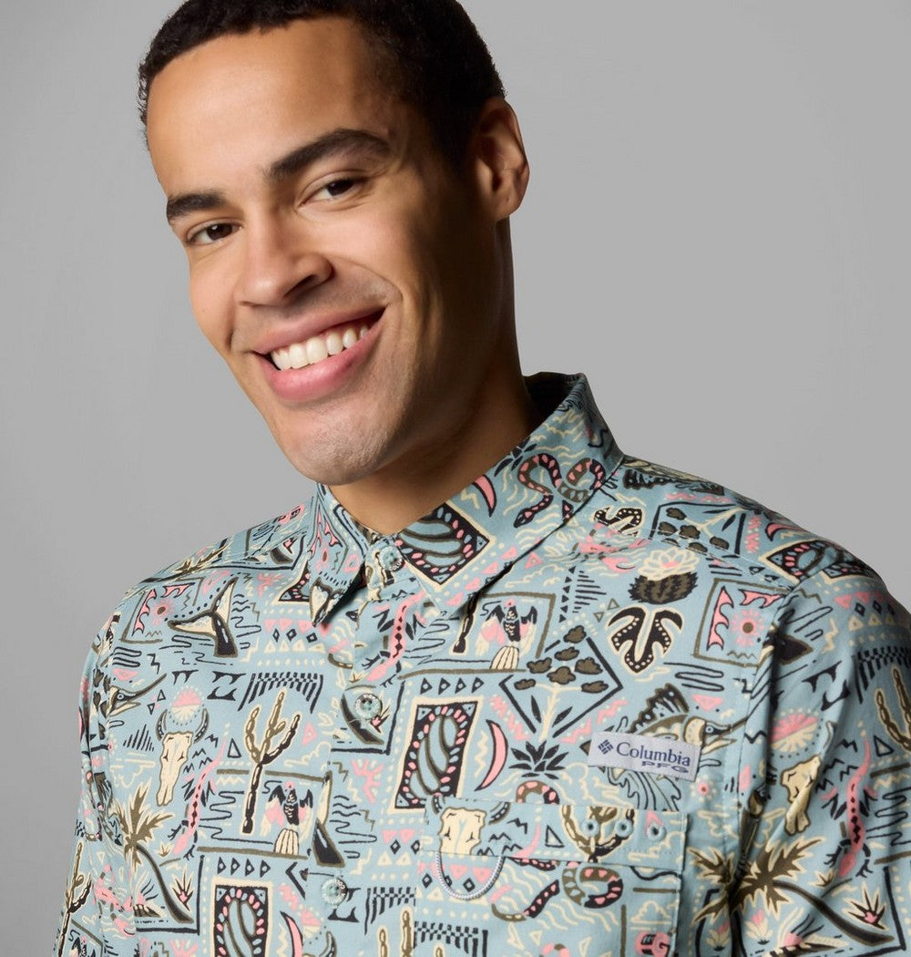 Men's Short-Sleeve Cotton Camp Shirt - Gray