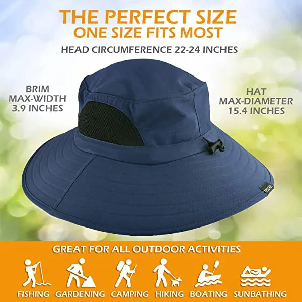 Sun Hat For Men/Women, Waterproof Wide Brim Bucket Hat Foldable Boonie Hat For Fishing Hiking Garden Safari Beach Upf 50/Waterproof
