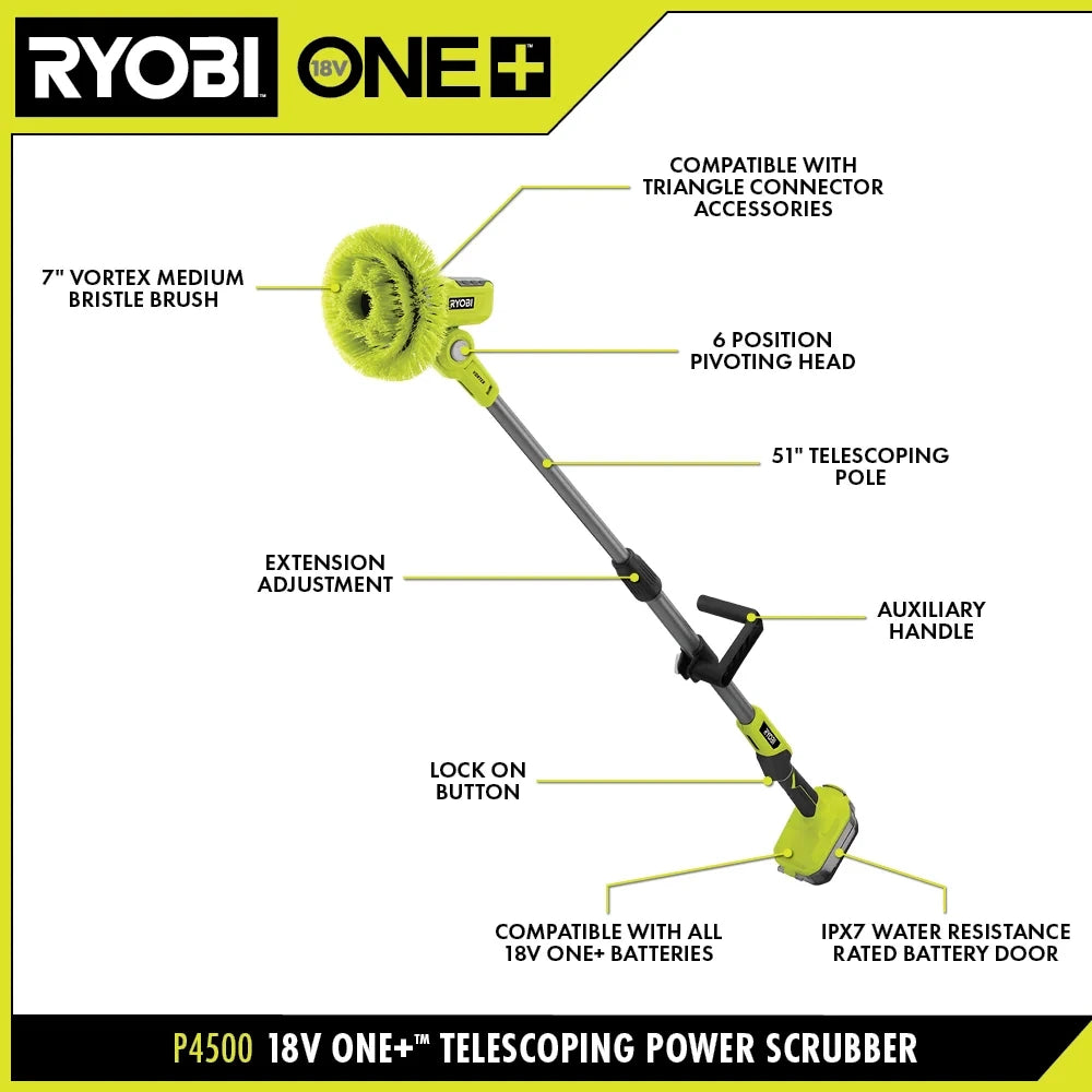 18V Telescoping Cordless Power Scrubber