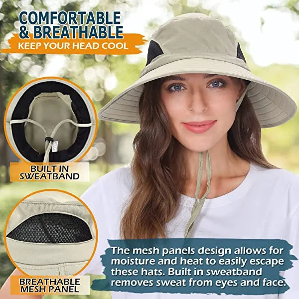 Sun Hat For Men/Women, Waterproof Wide Brim Bucket Hat Foldable Boonie Hat For Fishing Hiking Garden Safari Beach Upf 50/Waterproof