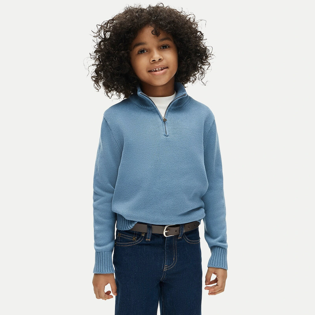 Kids' Cotton Quarter-Zip Pullover - Black