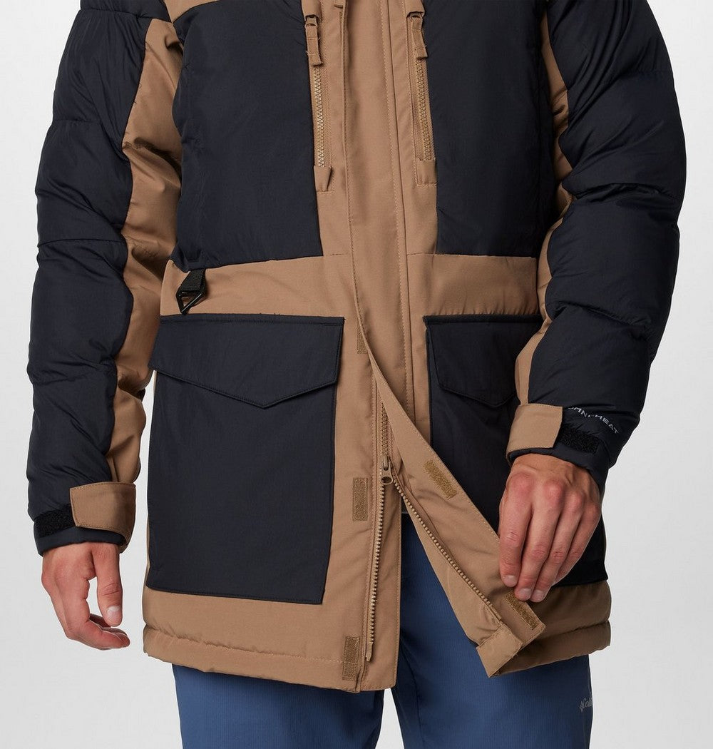 Men's Hooded Insulated Parka - Brown Black