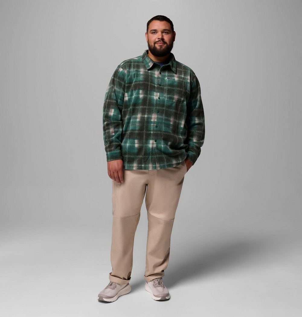 Men's Big Printed Fleece Shirt Jacket - Cream