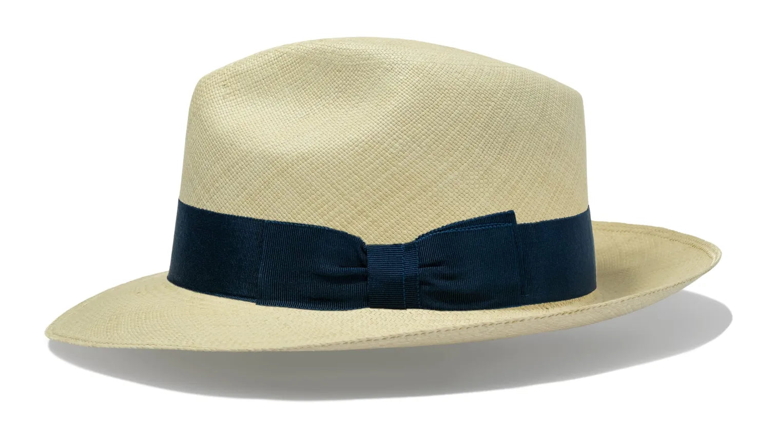 Advanced Original Panama Natural Toquilla Straw | Navyblue Band-Handwoven In Ecuado