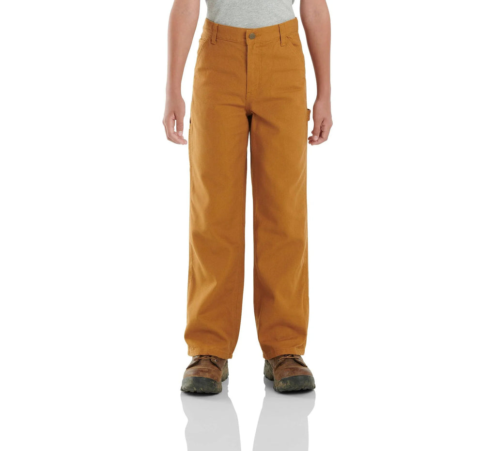 Boys' Flannel-Lined Canvas Work Pants - Brown
