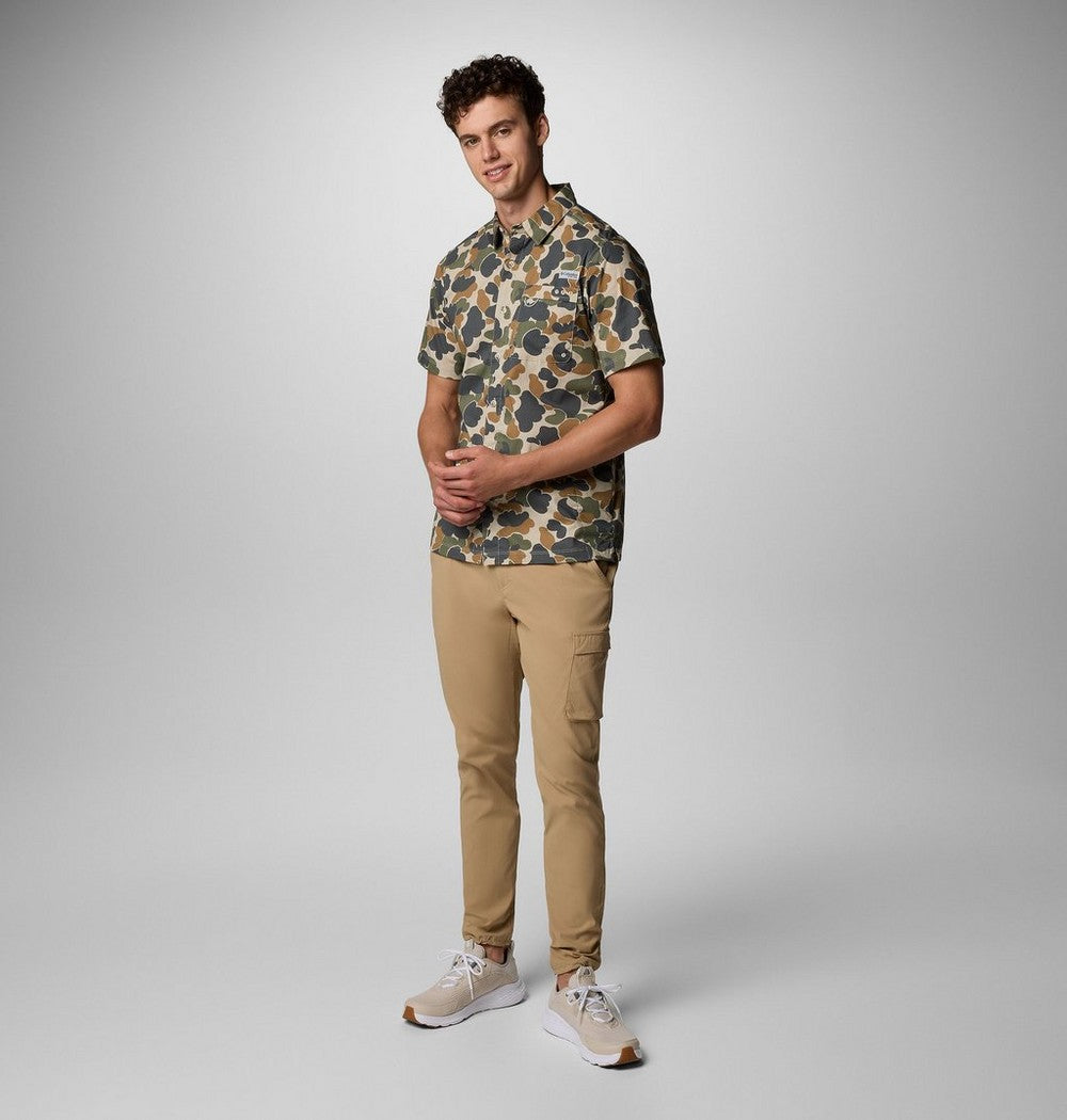 Men's Short-Sleeve Cotton Camp Shirt - Gray