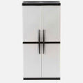 HDX Gray Plastic Freestanding Garage Cabinet With Adjustable Shelves And Lockable Doors, 35in W X 71in H X 18in D
