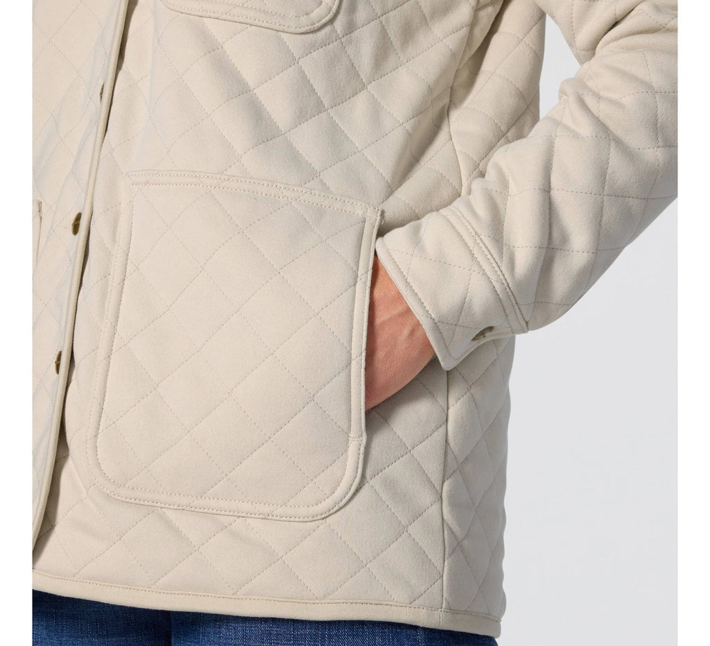 Women's Quilted Fleece Shirt Jacket - Oatmeal