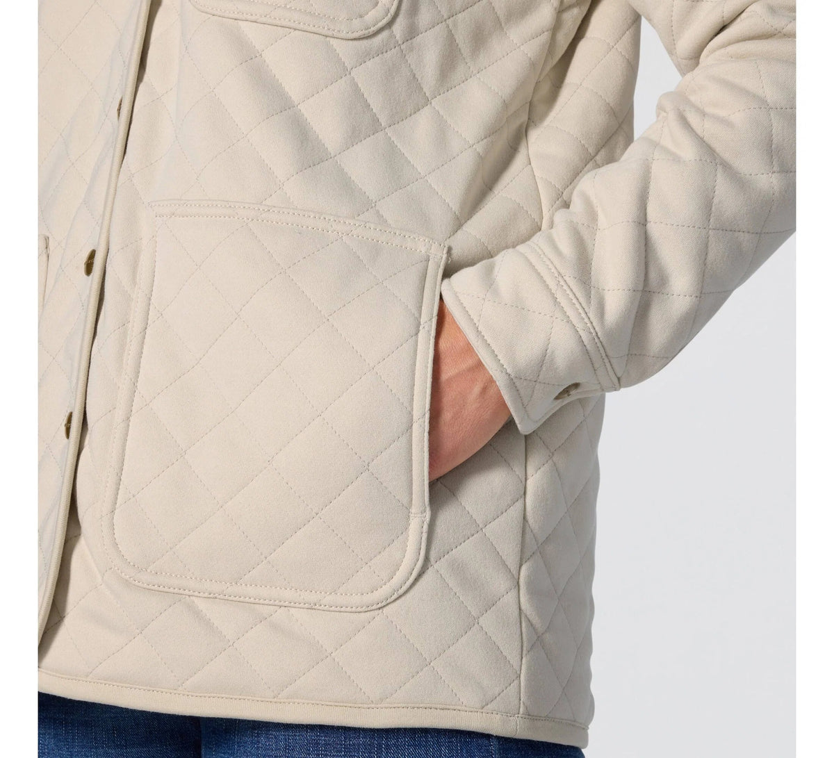 Women's Quilted Fleece Shirt Jacket - Oatmeal