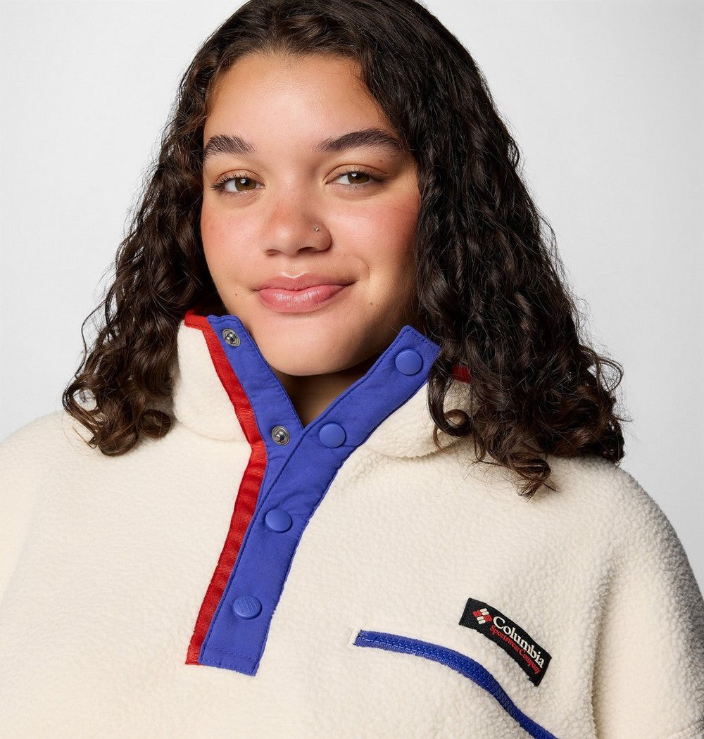 Women's Plus Cropped Sherpa Half-Snap Pullover - Tan