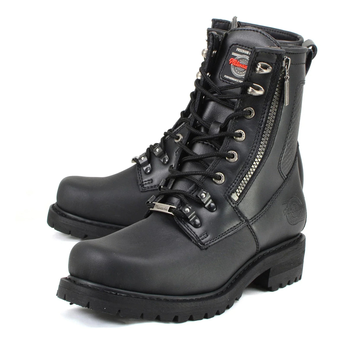 Men's Lace-Up Motorcycle Boots - Black