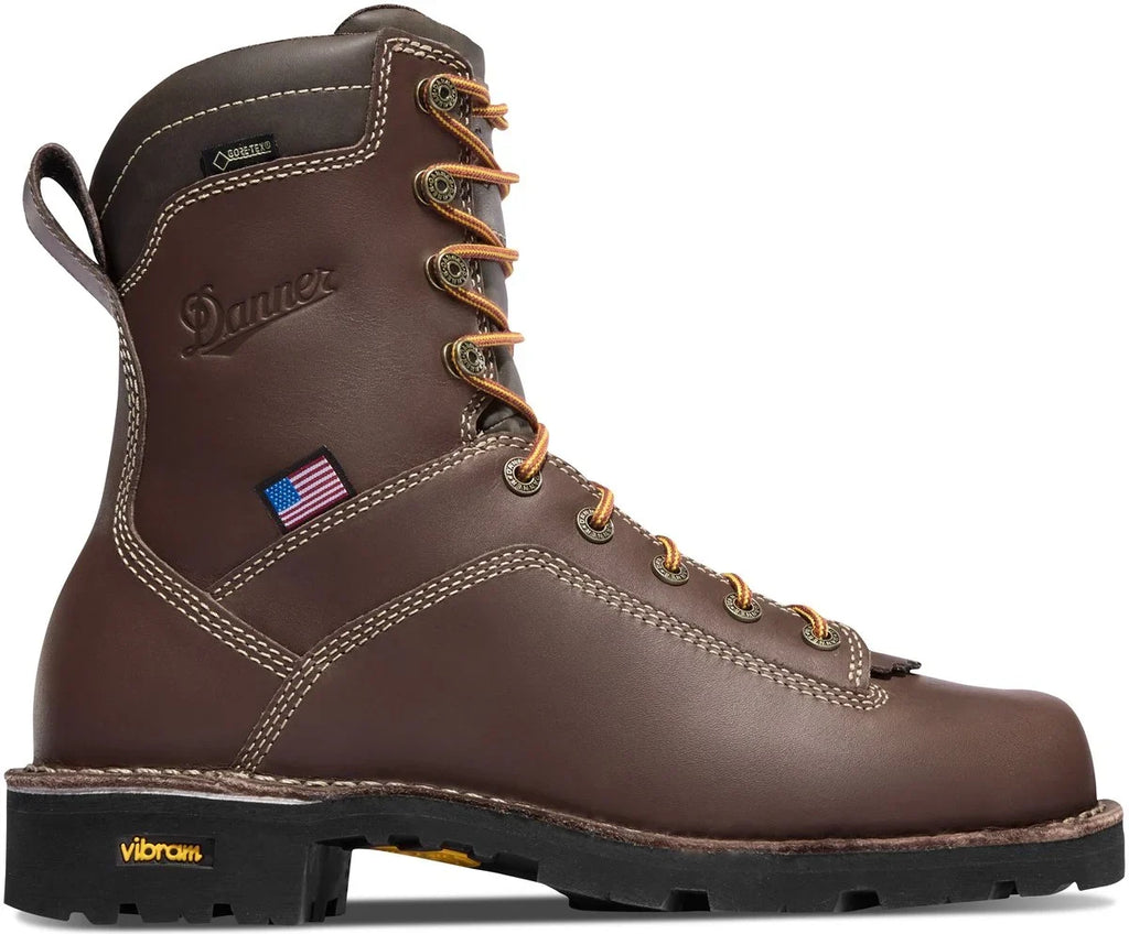 8-Inch Waterproof Alloy Toe Work Boots - Brown