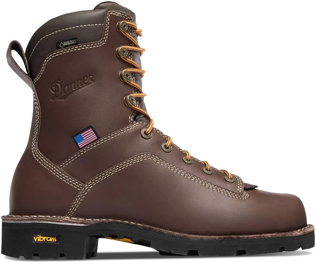 8-Inch Waterproof Alloy Toe Work Boots - Brown