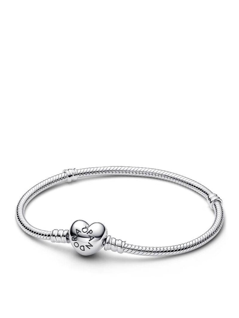 Sterling Silver Engravable Heart Charm Bracelet Set
