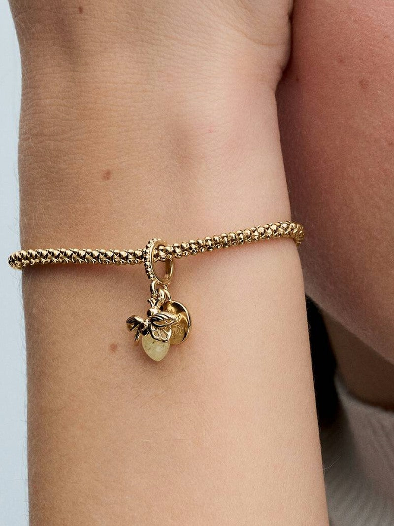 Glow Glass Insect Dangle Charm - Gold