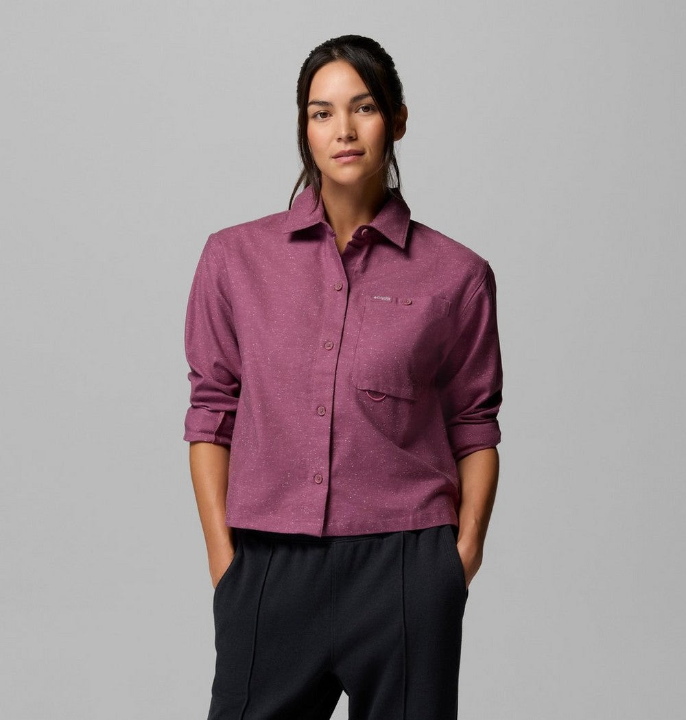 Women's Stretch Long-Sleeve Button-Up Shirt - Blue