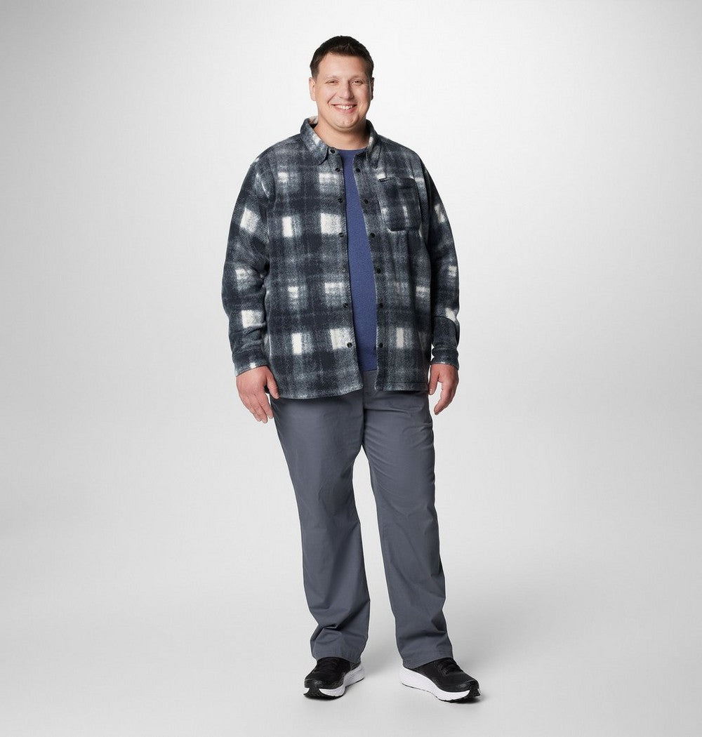 Men's Big Printed Fleece Shirt Jacket - Cream