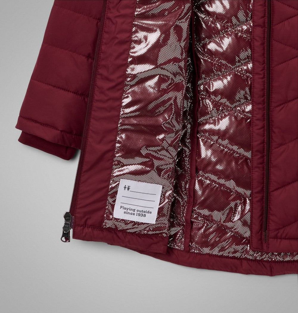 Girls' Long Insulated Hooded Jacket - Wine