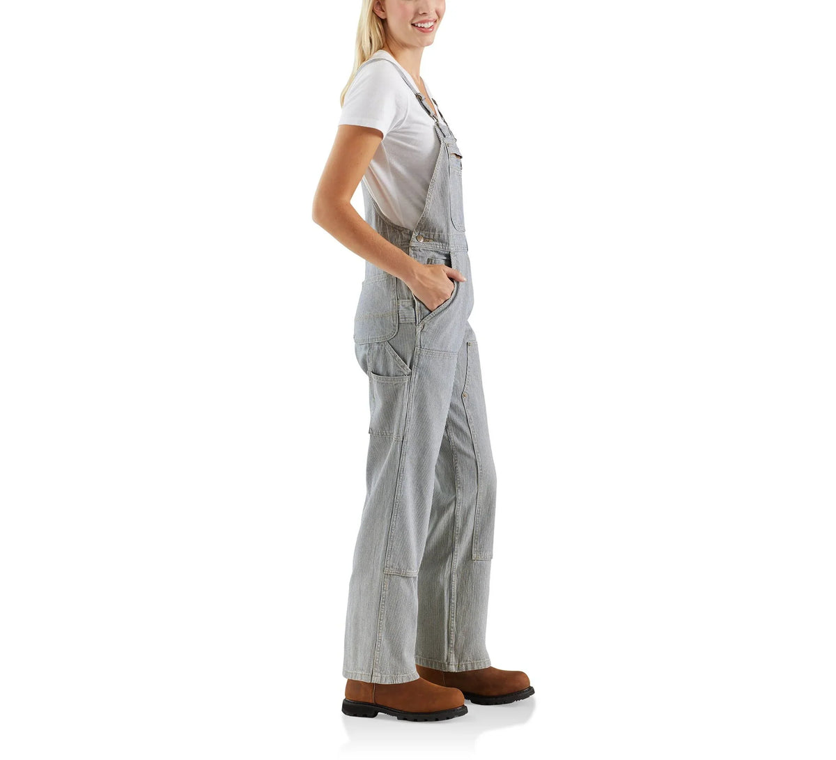 Women's Striped Cotton Twill Bib Overalls