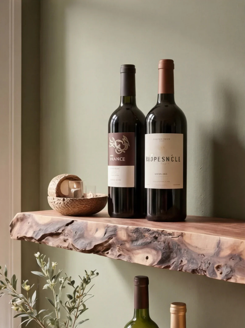Handcrafted Live Edge Floating Bar Shelf