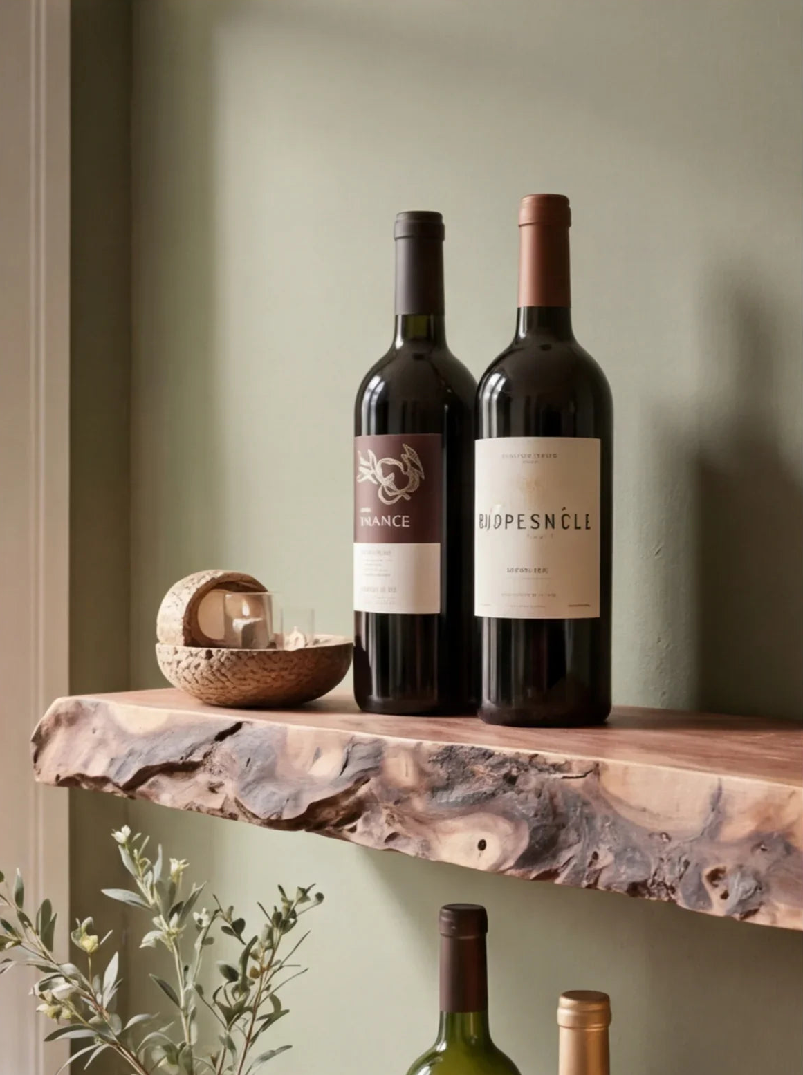 Handcrafted Live Edge Floating Bar Shelf