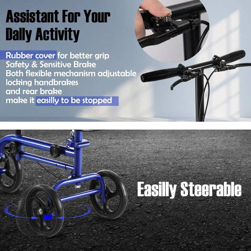RINKMO Lightweight Steerable Knee Scooter With 8-Inch PVC Wheels