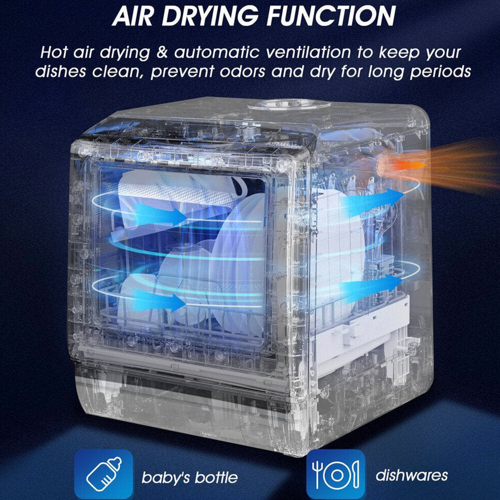 AIRMSEN Portable Countertop Dishwasher, 5-Liter Built-In Water Tank, 5 Washing Programs - AE-TDQR03