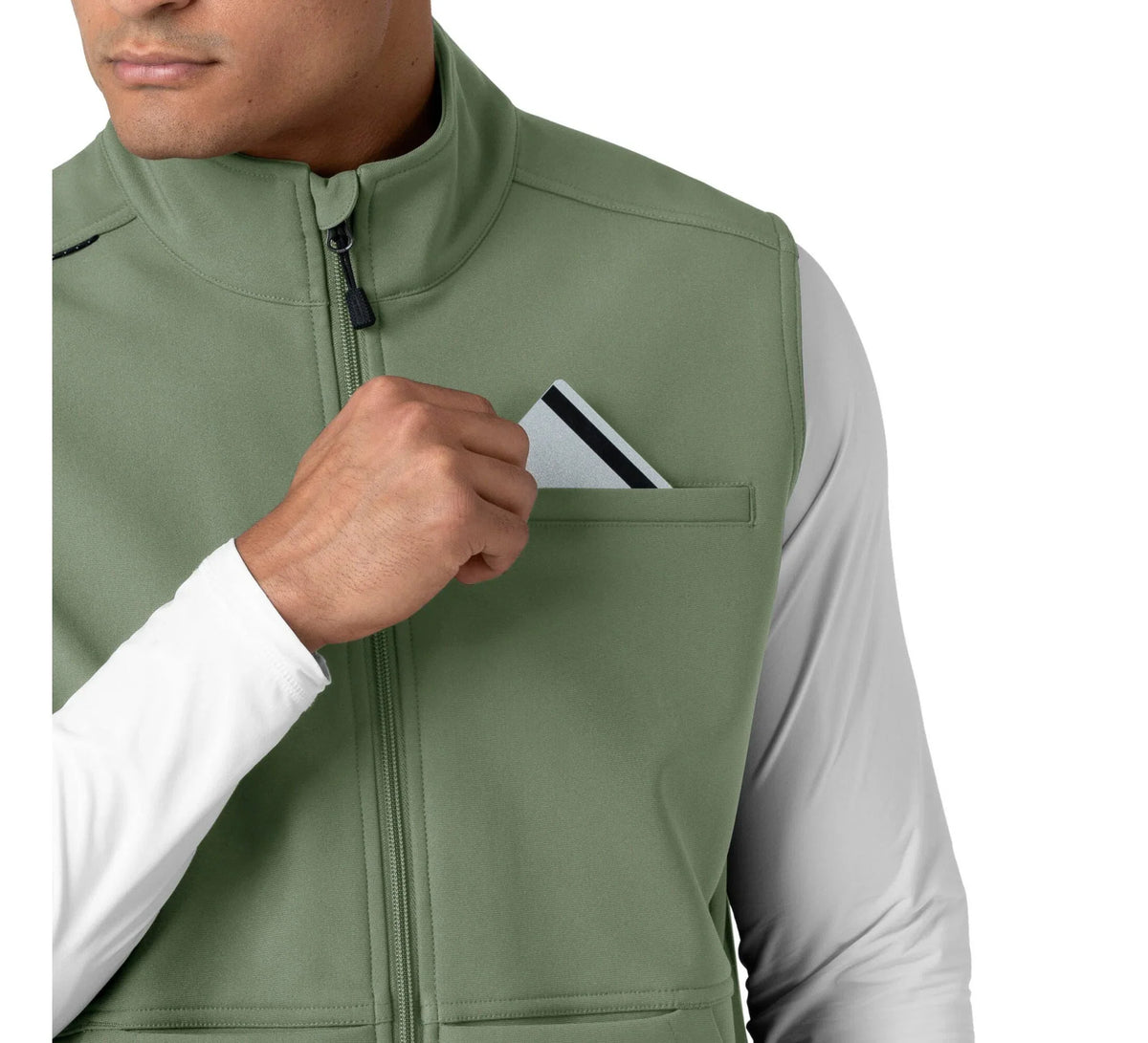 Men's Full-Zip Bonded Fleece Vest - Olive