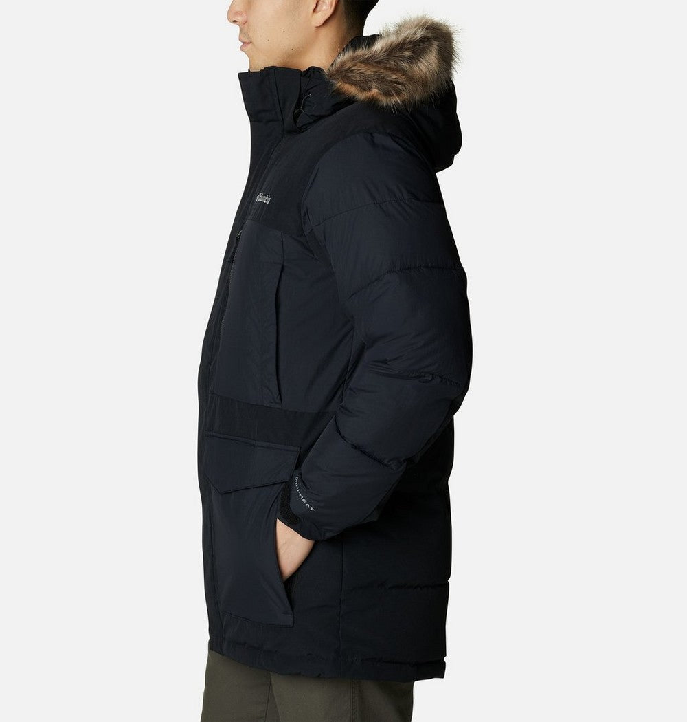 Men's Hooded Insulated Parka - Brown Black