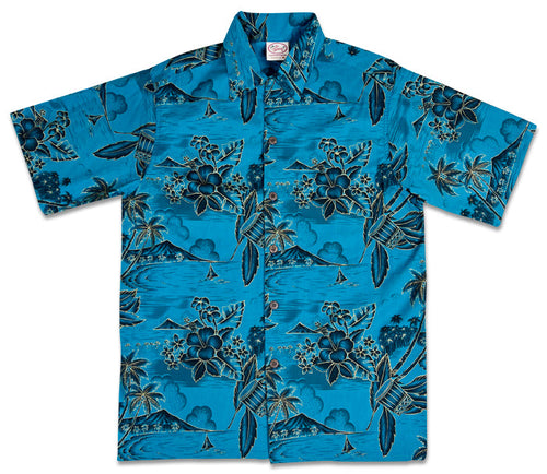 Hawaii Gold (Teal) Hawaiian Shirts