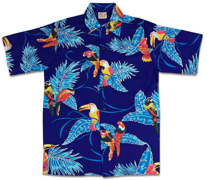 Tropical Birds (Royal) Hawaiian Shirts