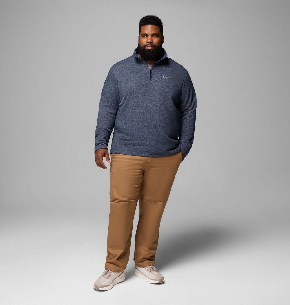 Men's Big Cotton-Blend Half-Zip Pullover - Black