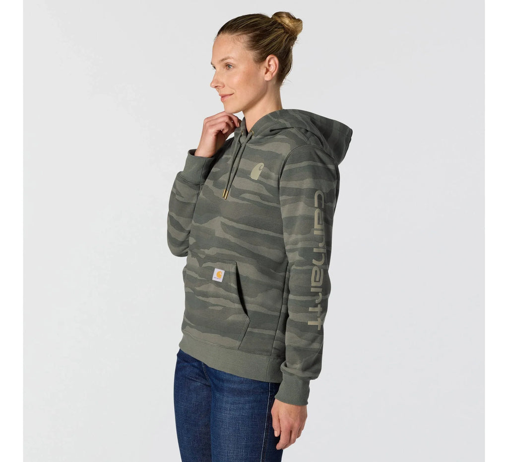 Women's Landscape Print Pullover Hoodie - Olive