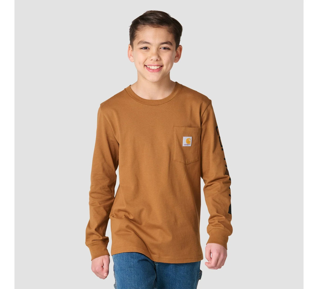 Boys' Long-Sleeve Pocket T-Shirt - Brown