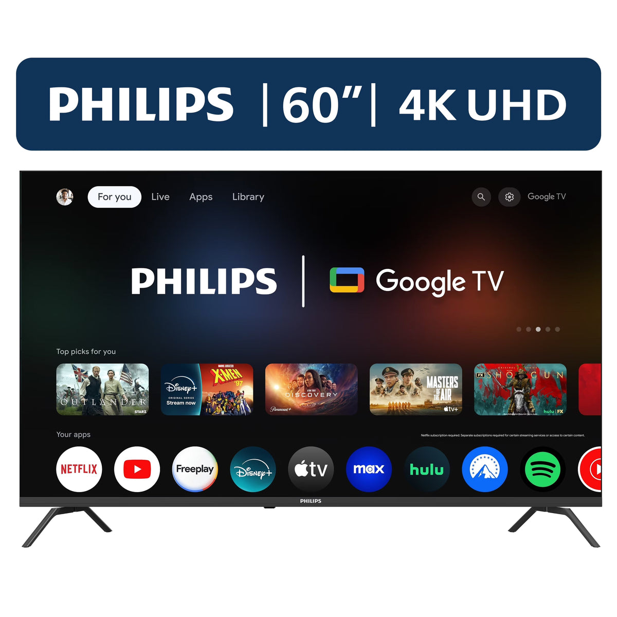 Philips 60 Class 4K Ultra HD Google Smart LED TV - 60PUL7555/F7