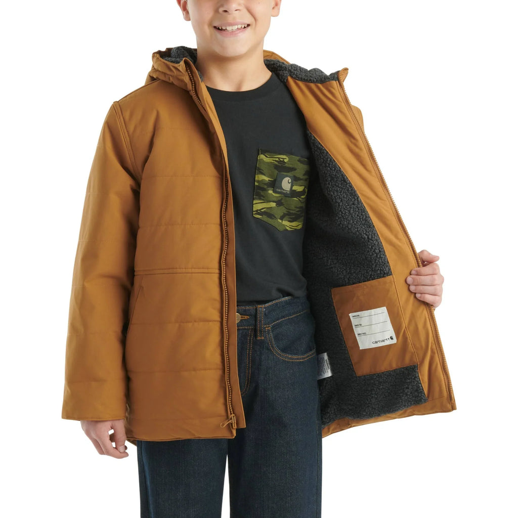 Boys' Insulated Hooded Jacket - Brown