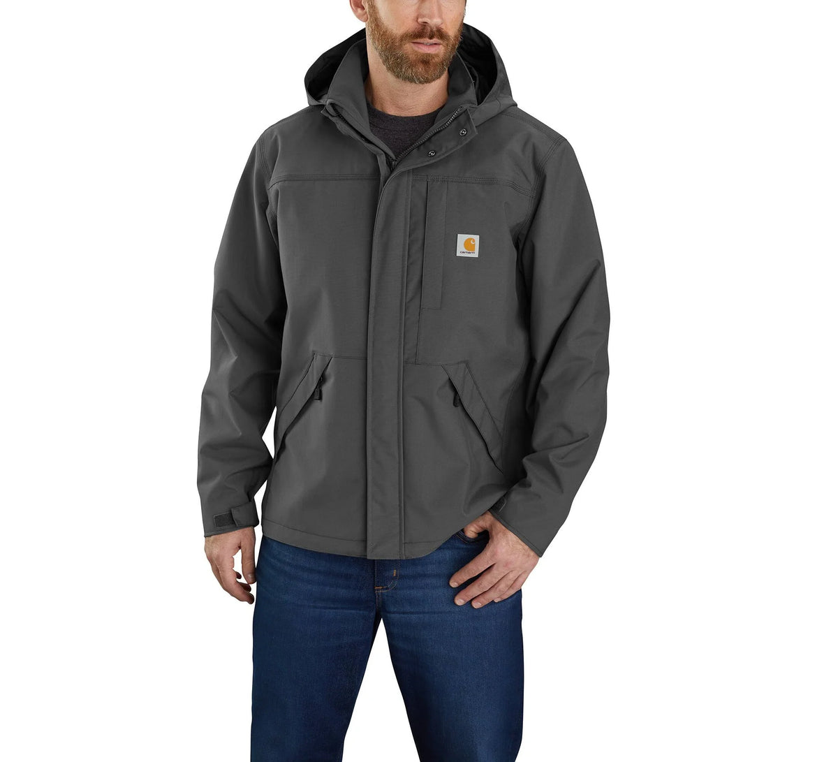 Men's Waterproof Breathable Hooded Rain Jacket - Gray