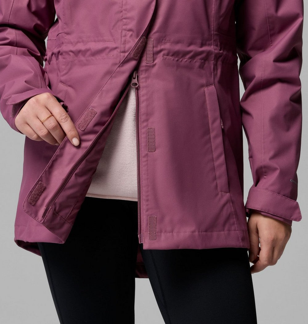 Women's Long Waterproof Rain Jacket - Mauve